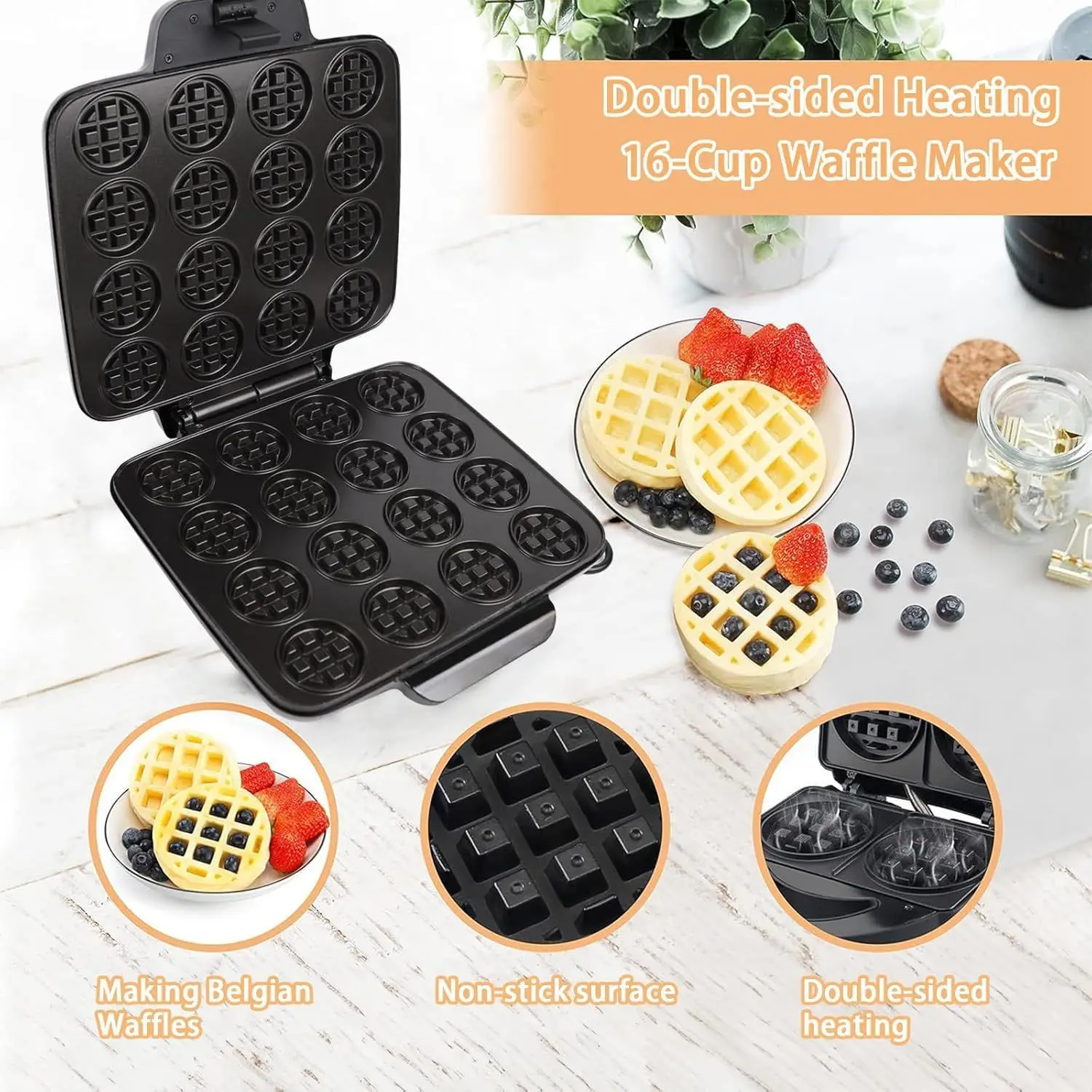 16-Hole Waffle Maker, Quick He - Sandwich Press Grill review and price
