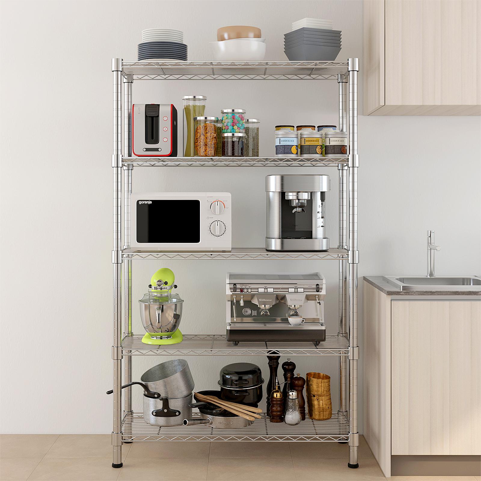 5‑Tier Storage Shelves Silver  - Kitchen Appliances Warehouse review and price